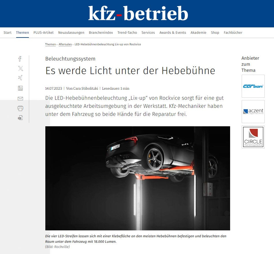 Pressemitteilung über LixUp bei »kfz-betrieb«