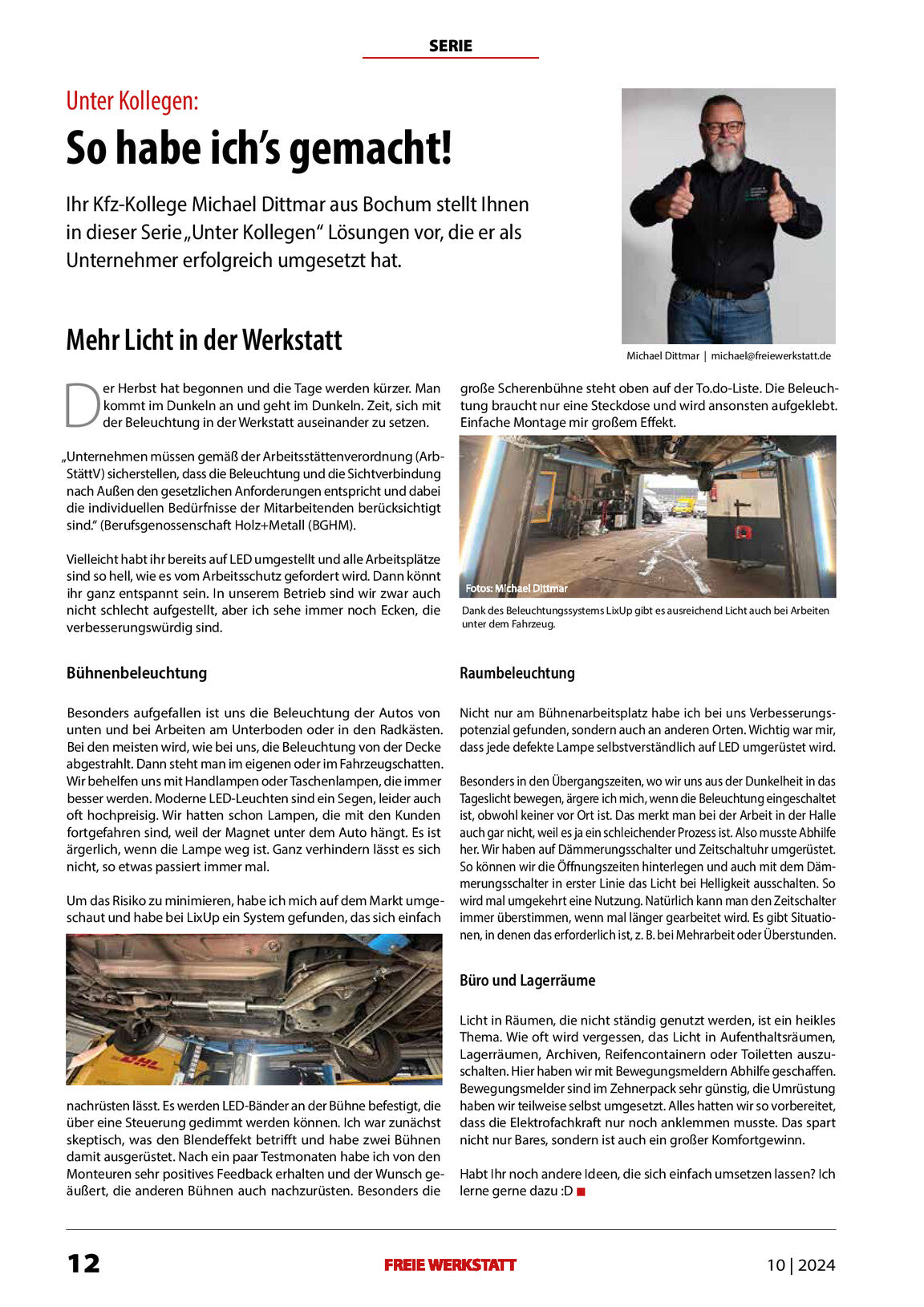 Michael Dittmar berichtet über LixUp in der Fachzeitschrift "Freien Werkstatt"